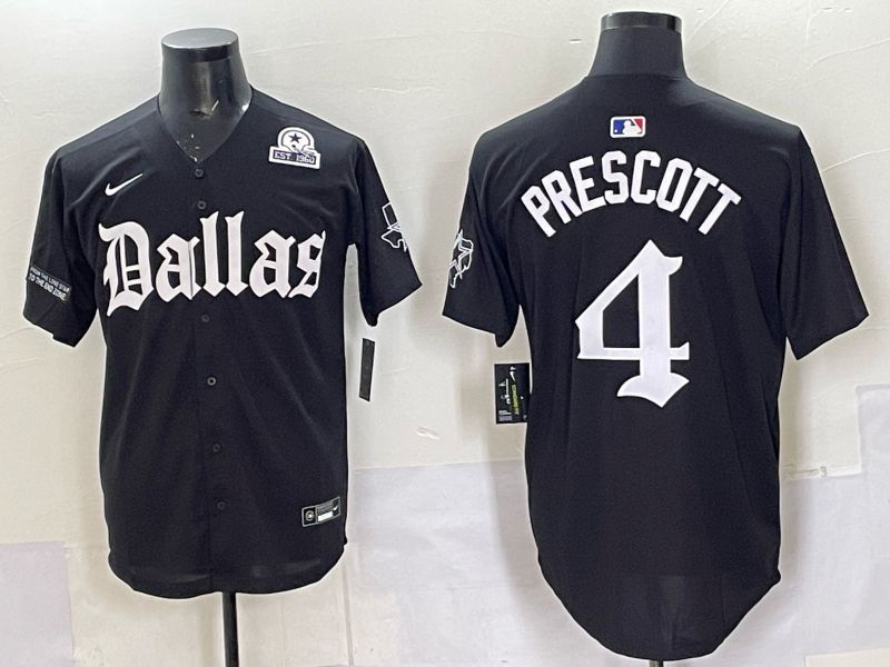 Men 2025 Nike Dallas Cowboys 4 Prescott Black 5th generation Joint Name Limited NFL Jersey 016